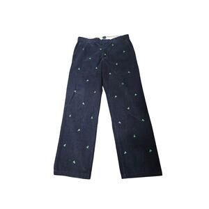 Vintage Y2K IZOD Corduroy Blue Pants Green Tree Print Preppy Straight Leg Mens